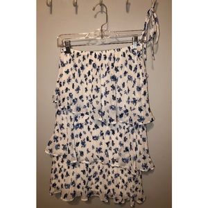 Lulu’s white floral one tie shoulder mini-dress